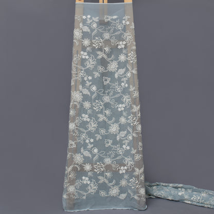 Grey Color Georgette Embroidery Fabric