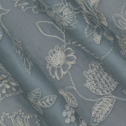 Grey Color Georgette Embroidery Fabric