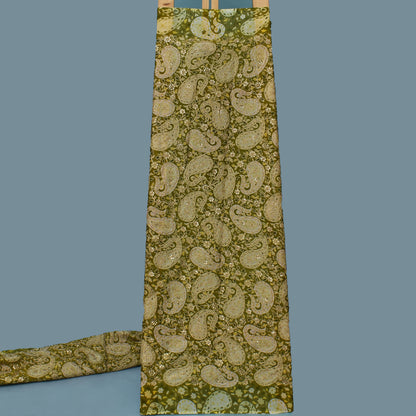 Mehndi Green Color Chinon Position Print Embroidery Fabric