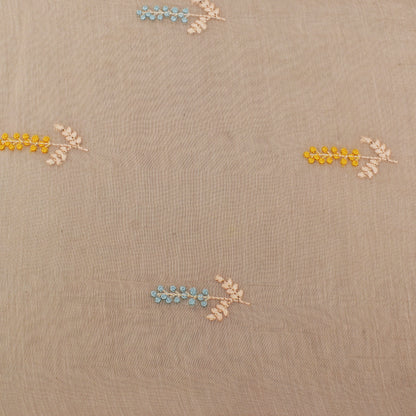 Peach Color Chanderi Booti Fabric