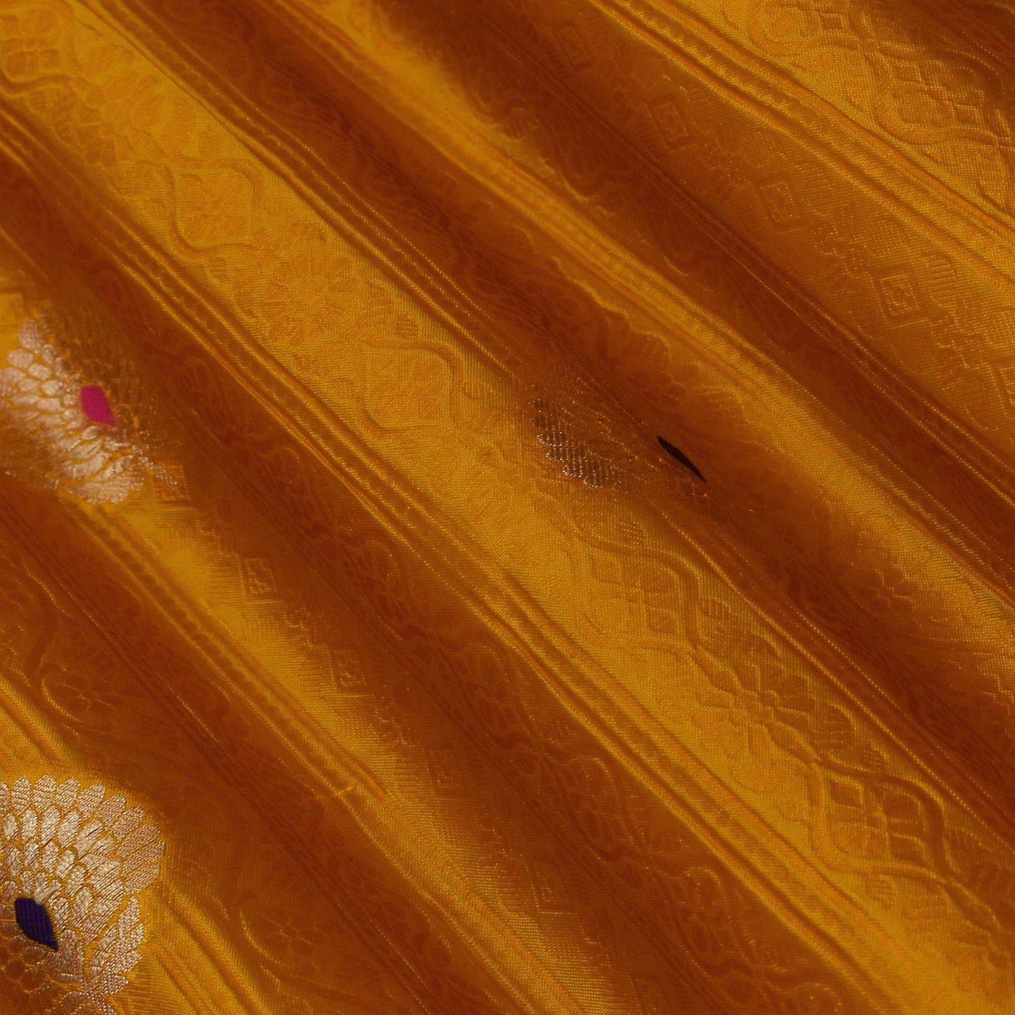 Mustard Color Katan Meena Brocade Fabric