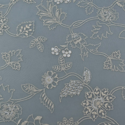Grey Color Georgette Embroidery Fabric
