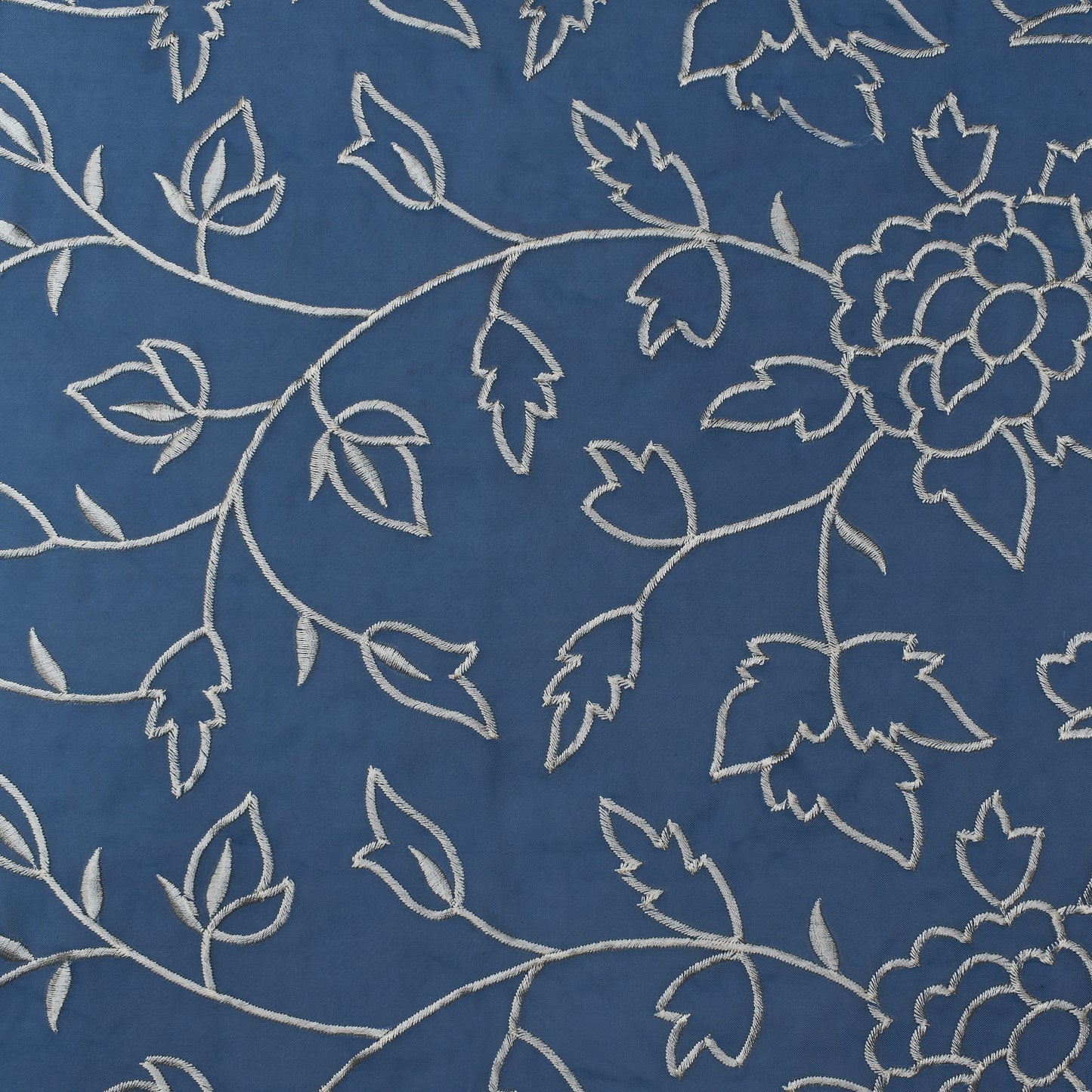 Blue Color Organza Embroidery Fabric