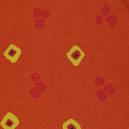 Orange Color Slub Tussar Print Fabric