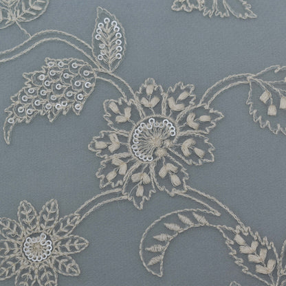 Grey Color Georgette Embroidery Fabric
