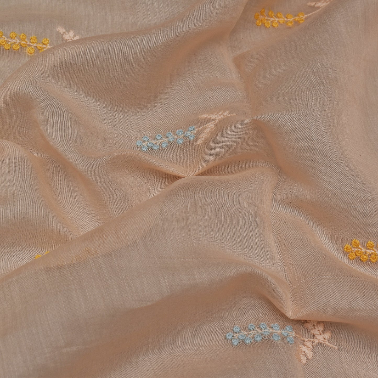 Peach Color Chanderi Booti Fabric