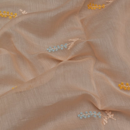 Peach Color Chanderi Booti Fabric