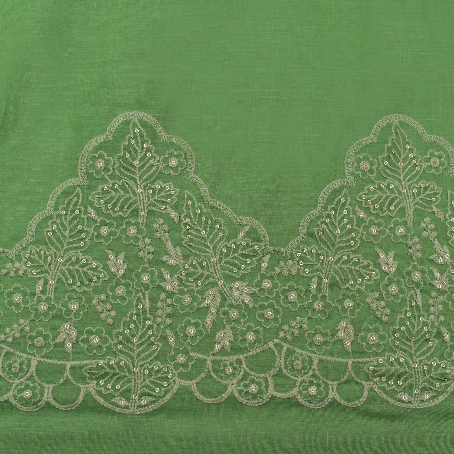 Pista Green Color Cotton Plazo Embroidery Fabric