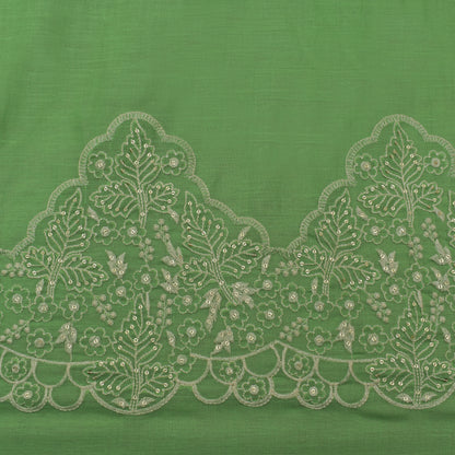 Pista Green Color Cotton Plazo Embroidery Fabric