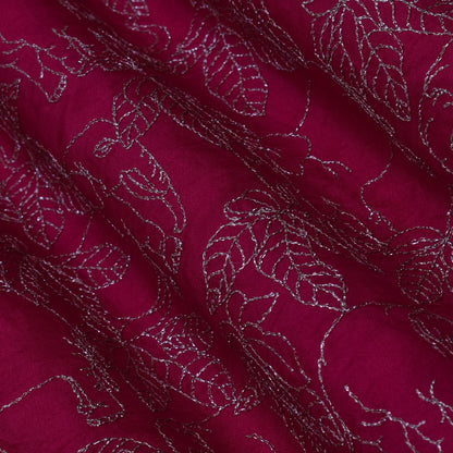 Magenta Color Dola Silk Embroidery Fabric