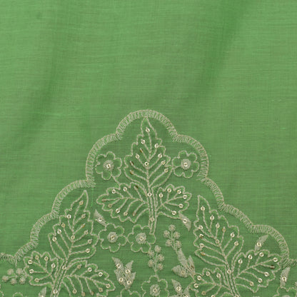 Pista Green Color Cotton Plazo Embroidery Fabric