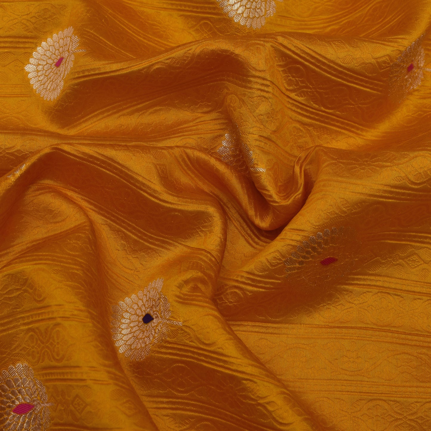 Mustard Color Katan Meena Brocade Fabric
