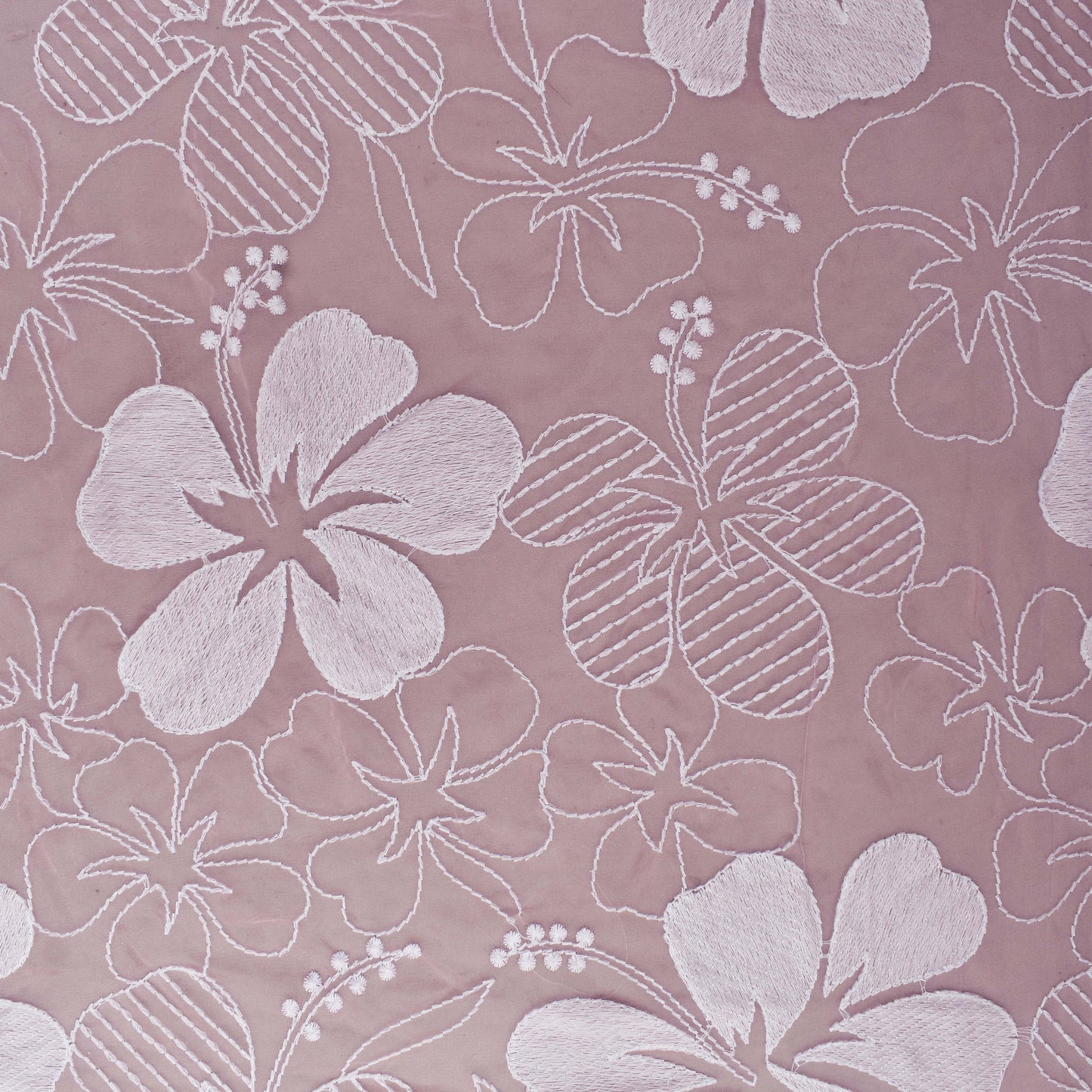 Pink Color Organza Embroidery Fabric