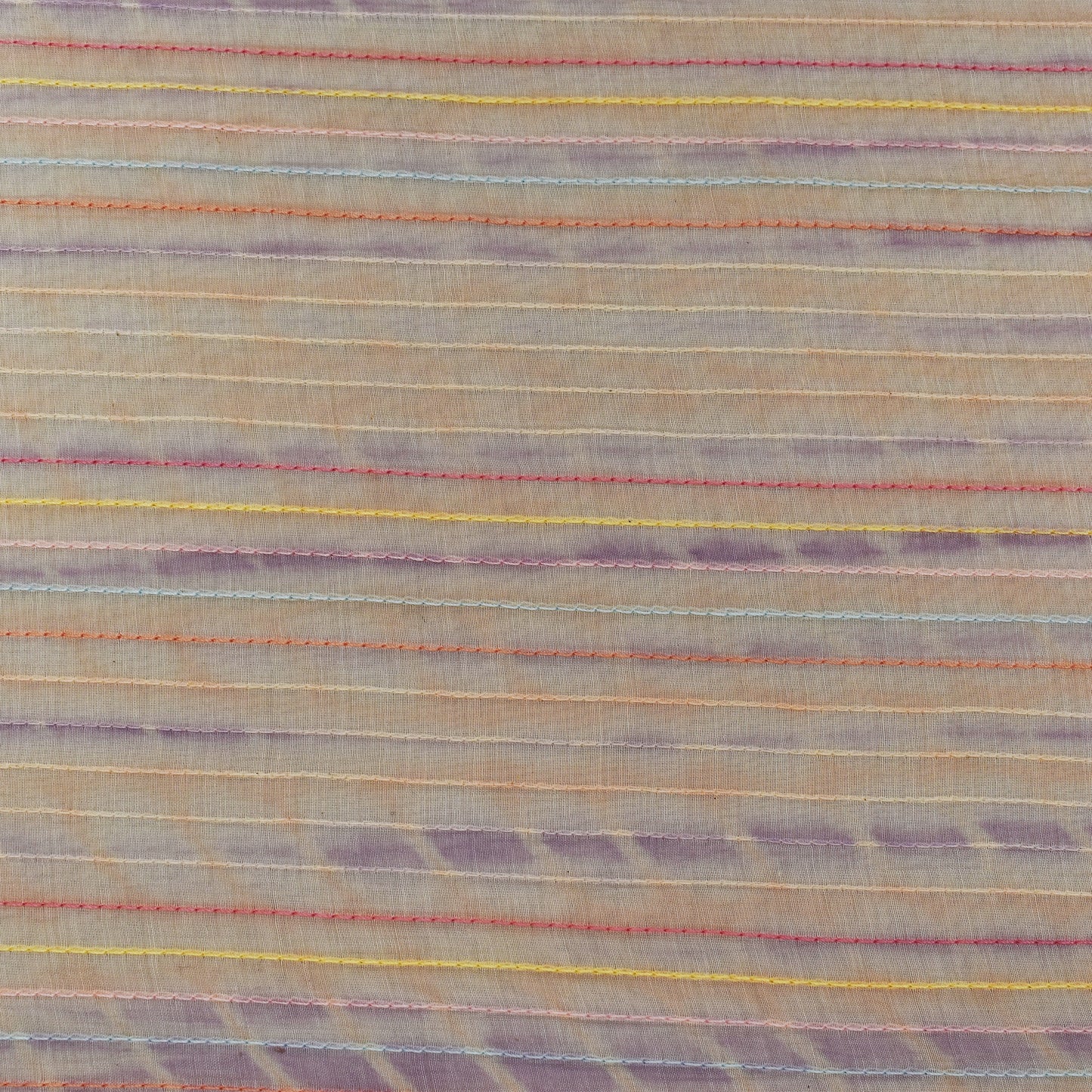 Peach Color Chanderi Kantha Work Tie And Dye Fabric