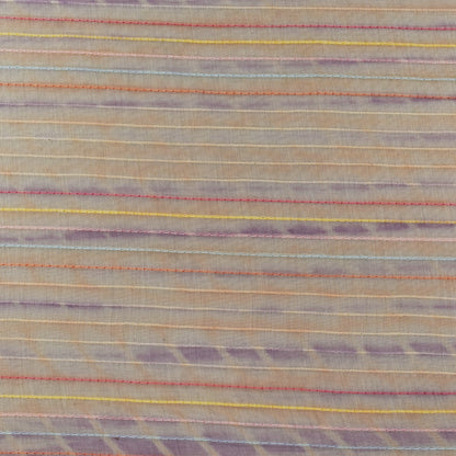 Peach Color Chanderi Kantha Work Tie And Dye Fabric