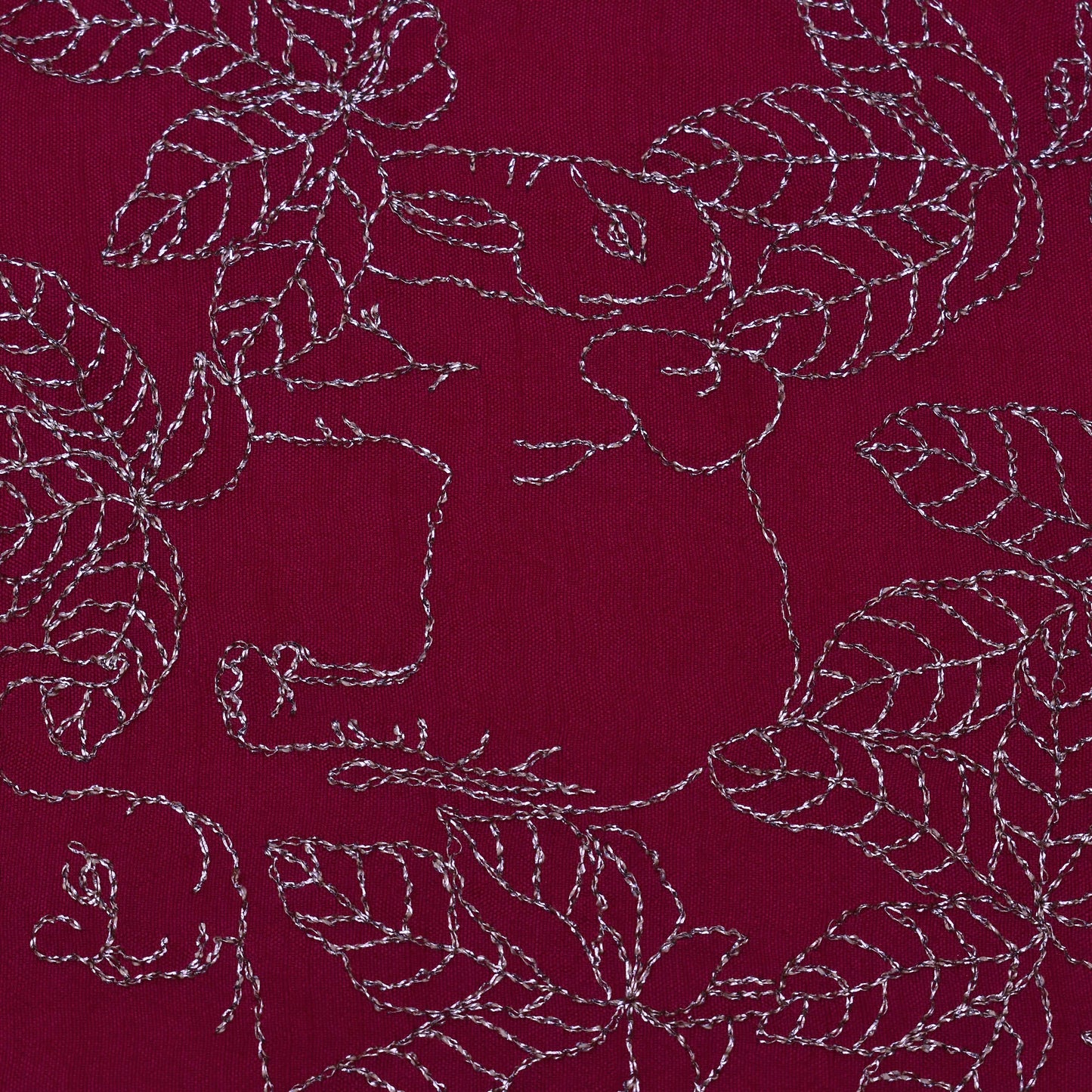 Magenta Color Dola Silk Embroidery Fabric