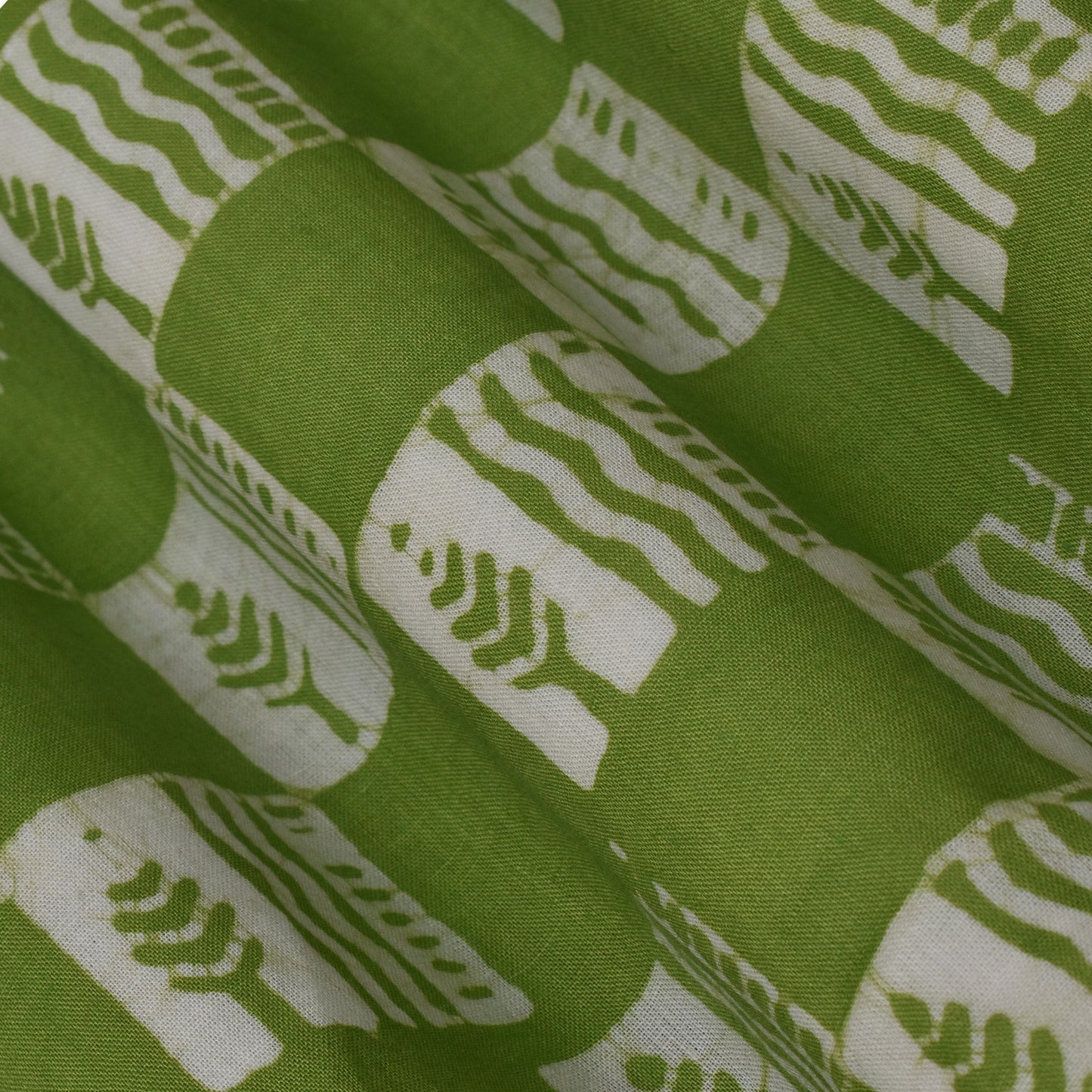 Pista Green Color Cotton Batik Print Fabric