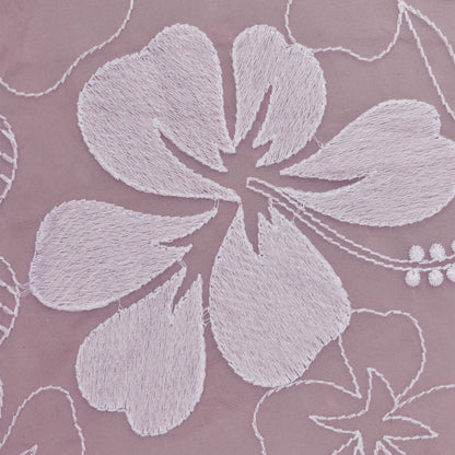 Pink Color Organza Embroidery Fabric