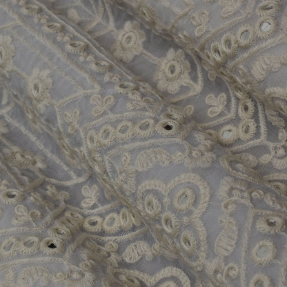 White Color Georgette Embroidery Fabric