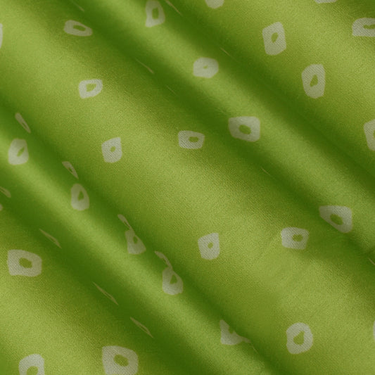 Parrot Green Color Slub Tussar Print Fabric