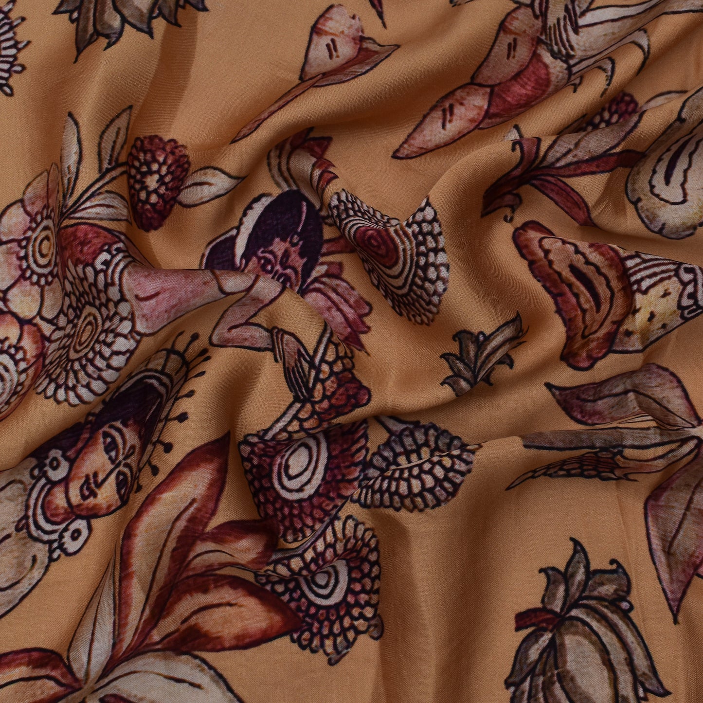 Multi Color Modal Satin Print Fabric