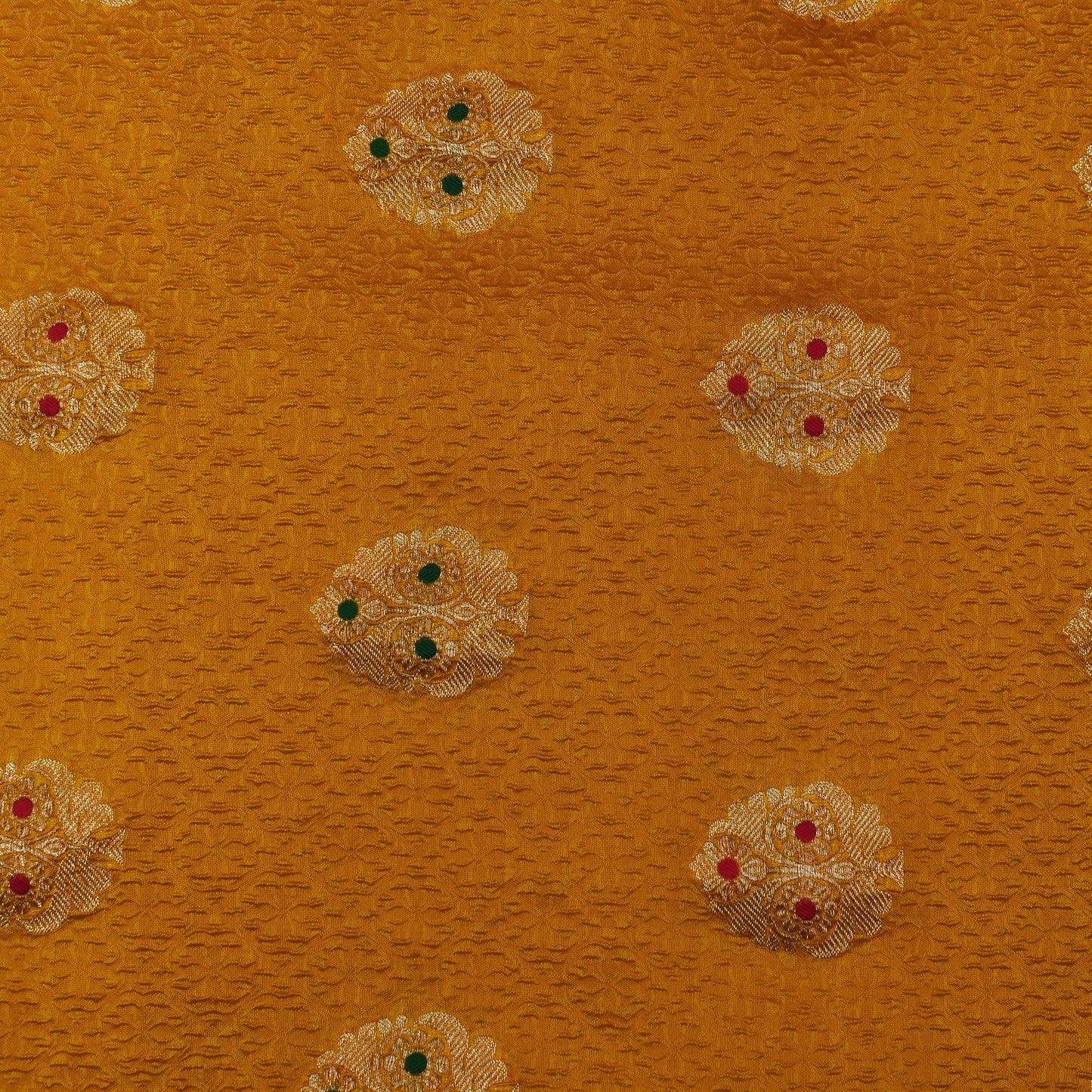 Mustard Color Katan Meena Brocade Fabric