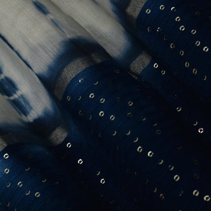 Multi Color Chanderi Tie & Die Border Embroidery Fabric