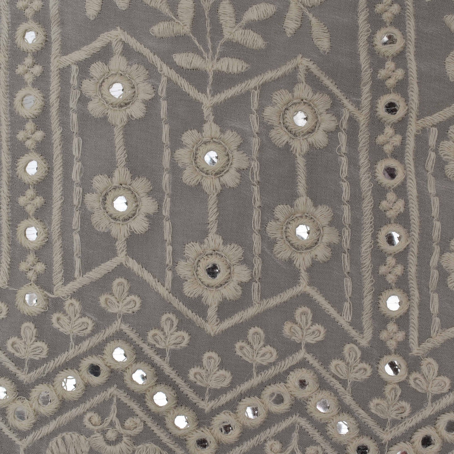 White Color Georgette Embroidery Fabric