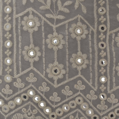 White Color Georgette Embroidery Fabric