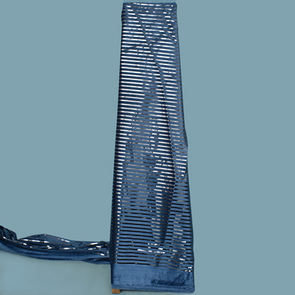 Denim Blue Color Velvet Stripe Fabric