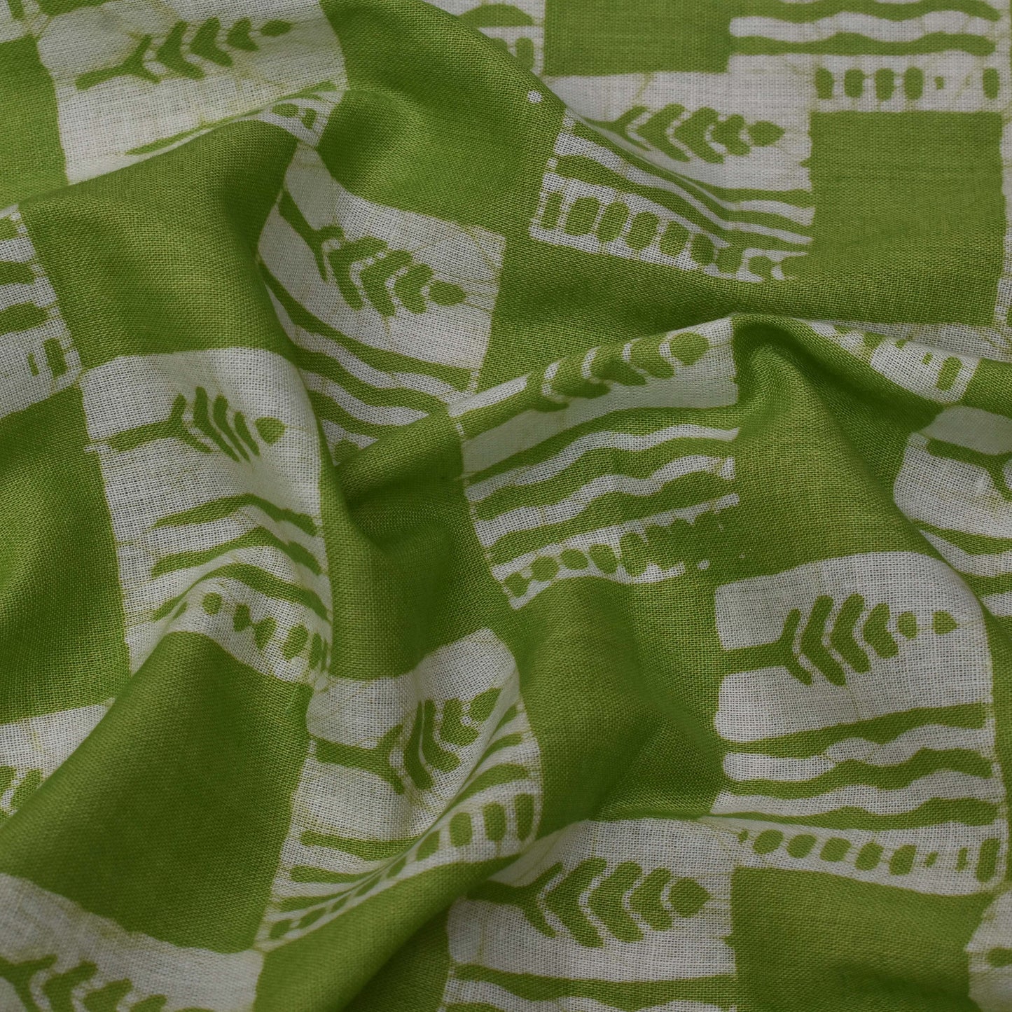 Pista Green Color Cotton Batik Print Fabric