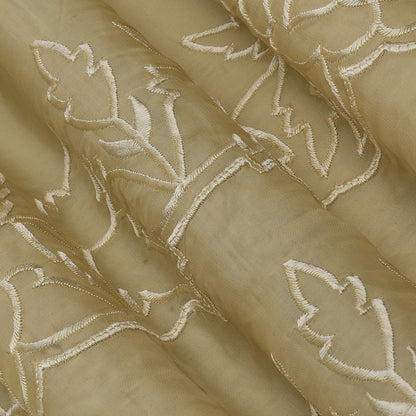 Cream Color Organza Border Embroidery Fabric