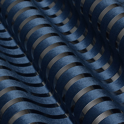 Denim Blue Color Velvet Stripe Fabric