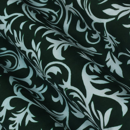 Green Color Modal Satin Print Fabric