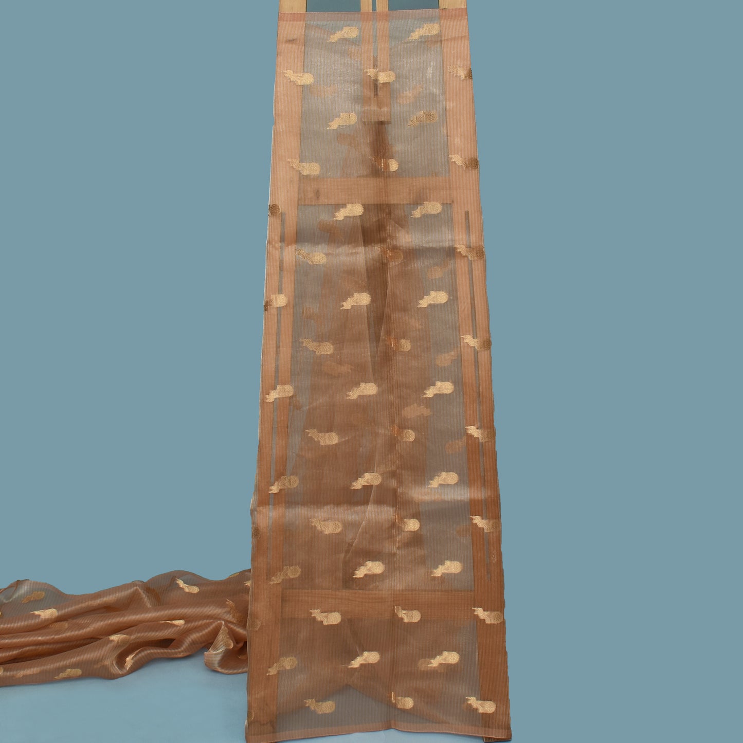 Peach Color Organza Tissue Booti Fabric