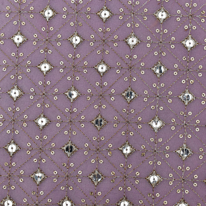 Lavender Color Georgette Embroidery Fabric