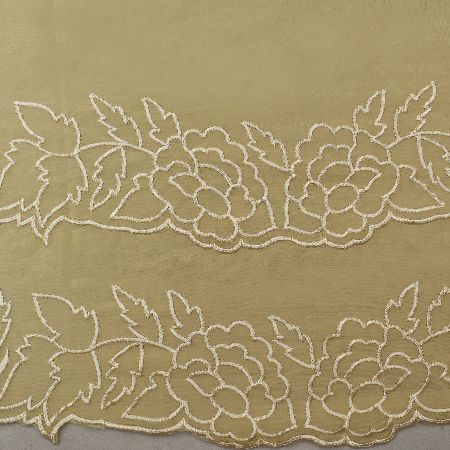 Cream Color Organza Border Embroidery Fabric