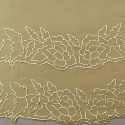 Cream Color Organza Border Embroidery Fabric