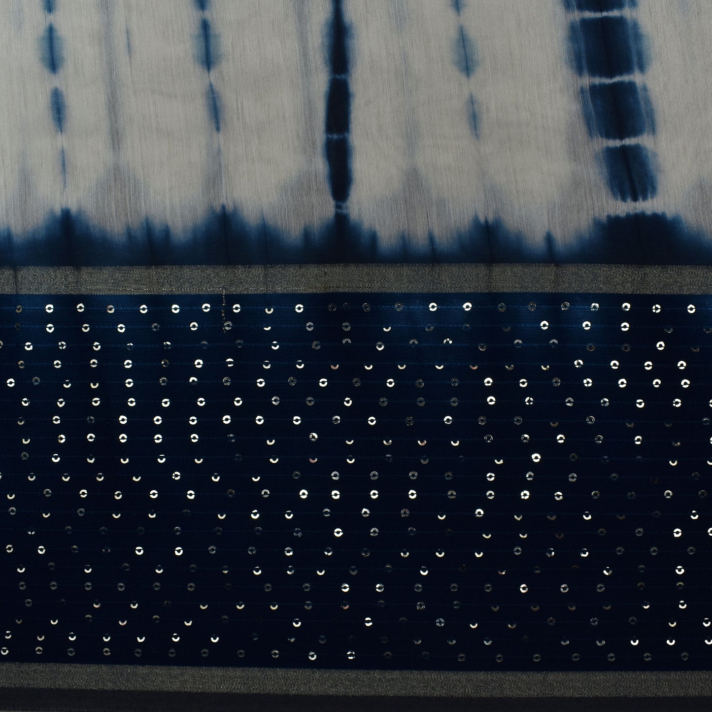 Multi Color Chanderi Tie & Die Border Embroidery Fabric