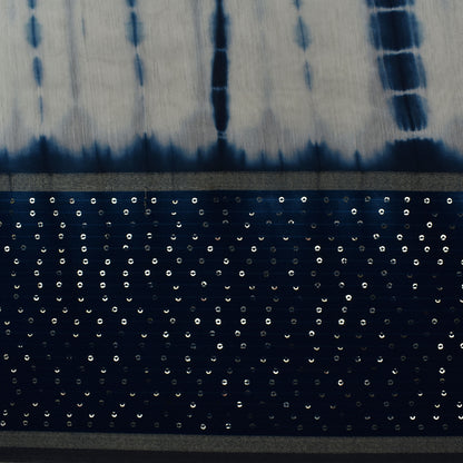 Multi Color Chanderi Tie & Die Border Embroidery Fabric