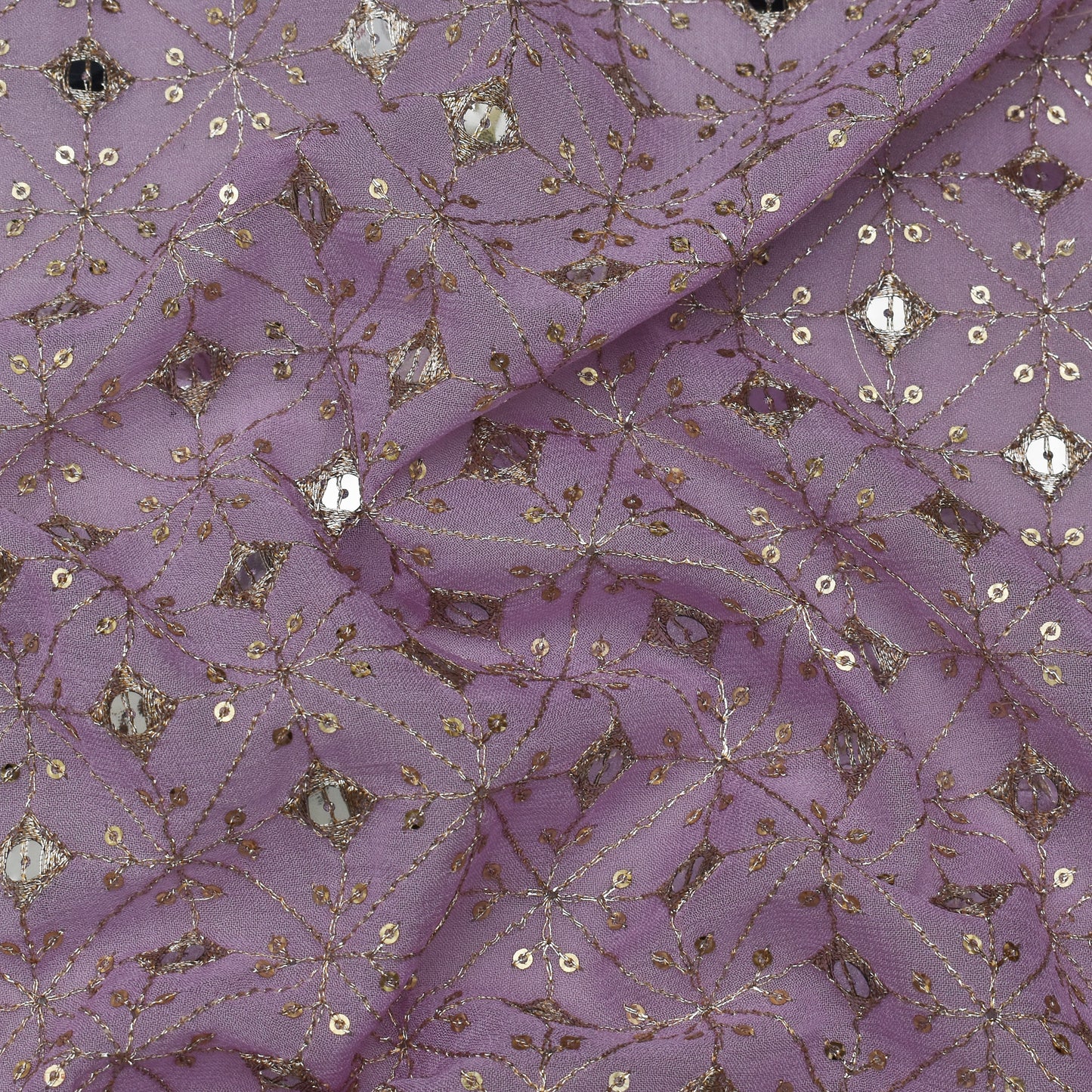 Lavender Color Georgette Embroidery Fabric