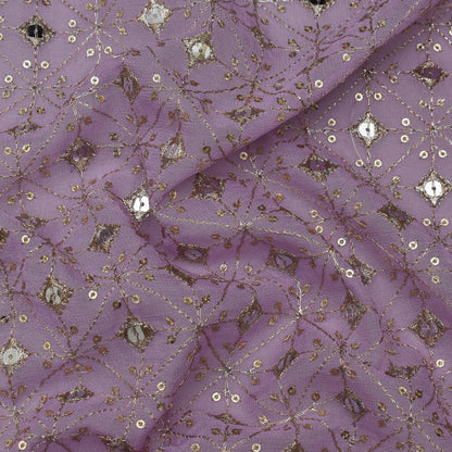 Lavender Color Georgette Embroidery Fabric