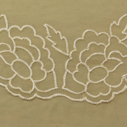 Cream Color Organza Border Embroidery Fabric