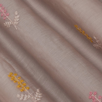 Ivory Pink Color Chanderi Booti Fabric