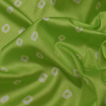 Parrot Green Color Slub Tussar Print Fabric