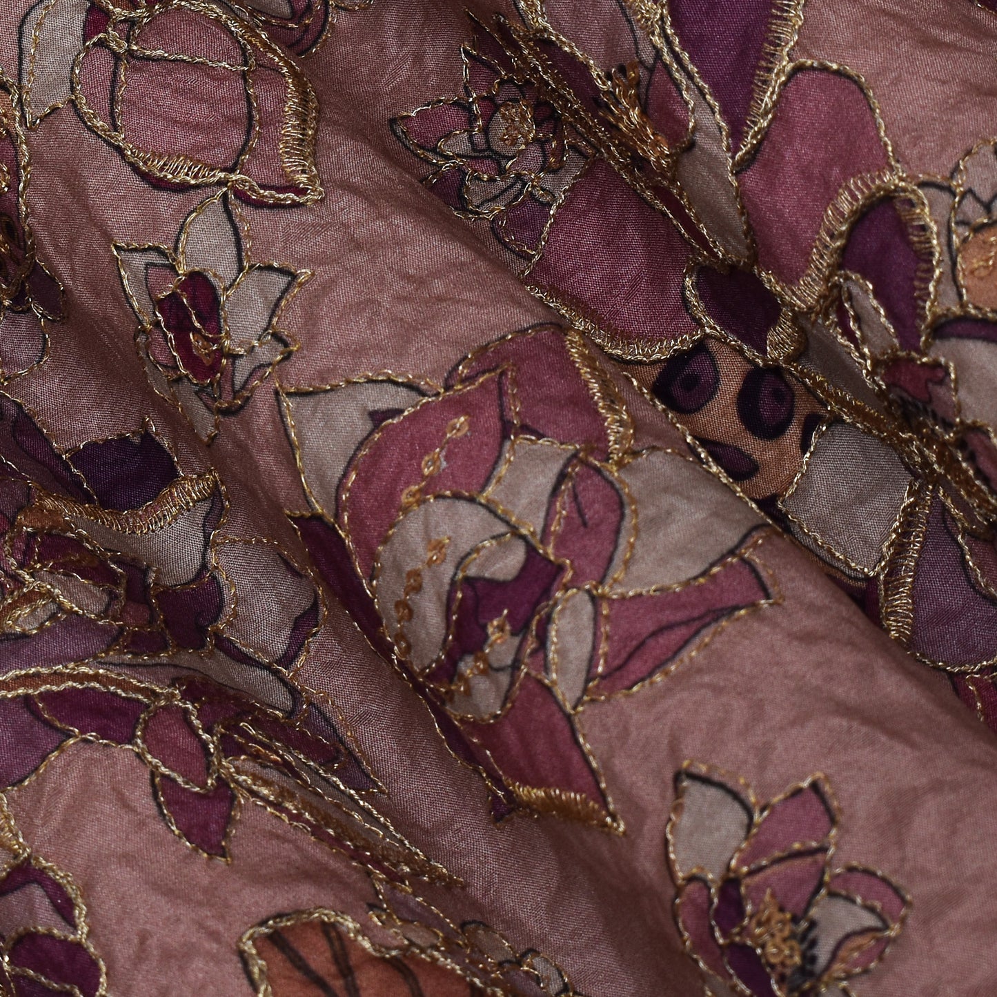 Multicolor Crepe Position Print Embroidery Fabric