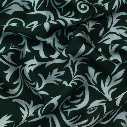 Green Color Modal Satin Print Fabric