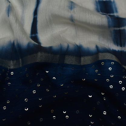 Multi Color Chanderi Tie & Die Border Embroidery Fabric