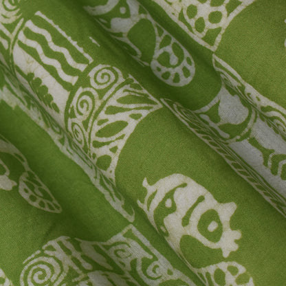 Pista Green Color Cotton Batik Print Fabric