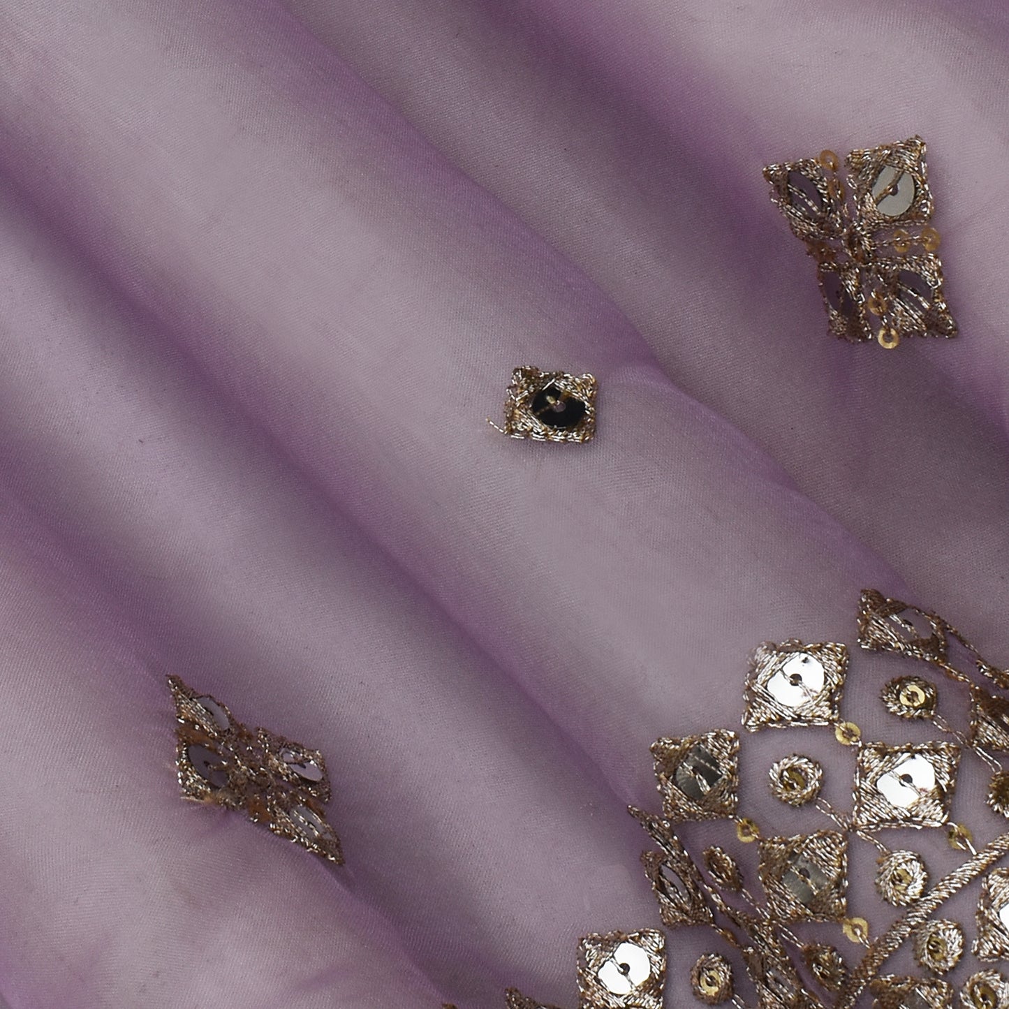 Lavender Color Organza Embroidery Fabric